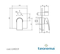 MEDIDAS MONOMANDO BAÑO-DUCHA EMPOTRADO LUME TEOREMA